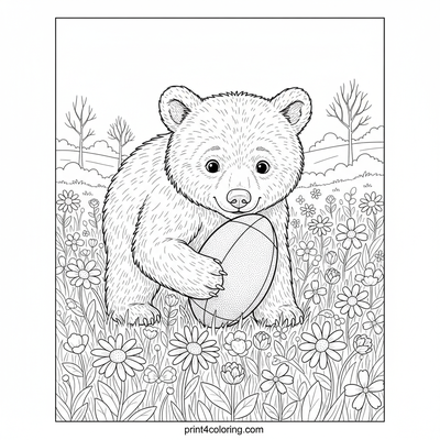 Curious Cub's Rugby Ball Discovery - free printable coloring page
