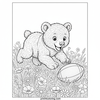 Playful Cub's Rugby Discovery - free printable coloring page