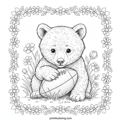 Bear Cub's Wildflower Rugby Discovery - free printable coloring page