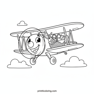 The Friendly Biplane's Picnic Parade - free printable coloring page