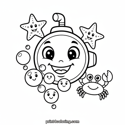 Bubbling Buddy Submarine - free printable coloring page