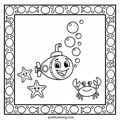 Friendly Bubble Submarine Adventure - free printable coloring page