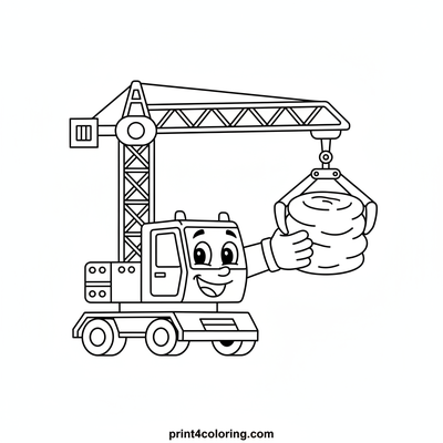 Friendly Crane's Fluffy Treat - free printable coloring page