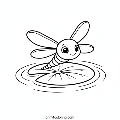 Happy Dragonfly's Lily Pad Rest - free printable coloring page