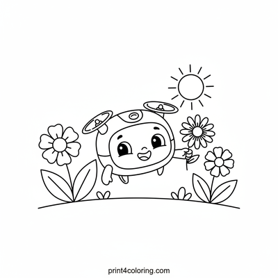 Happy Drone's Garden Gift - free printable coloring page
