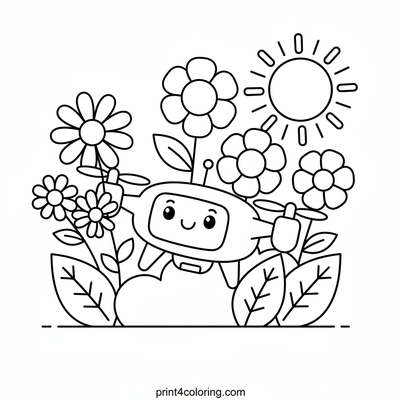 The Smiling Drone's Daisy Delivery - free printable coloring page