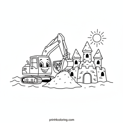 Smiling Scoop's Sandcastle Masterpiece - free printable coloring page