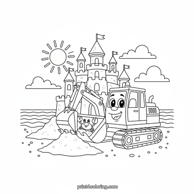 Sandy Scoop's Sandcastle Masterpiece - free printable coloring page