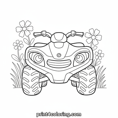 The Friendly Field Explorer Quad - free printable coloring page