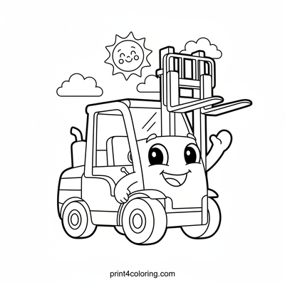 Friendly Forklift's Sunny Day Smile - free printable coloring page