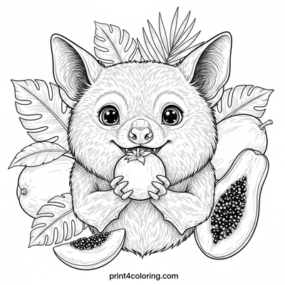Friendly Fruit Bat's Berry Banquet - free printable coloring page