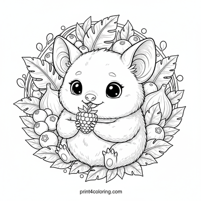 Friendly Fruit Bat's Berry Bonanza - free printable coloring page