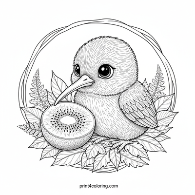 Cozy Kiwi Companions: A Bird and Its Fruity Friend - free printable coloring page