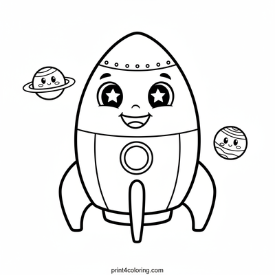 Smiling Rocket's Friendly Space Journey - free printable coloring page