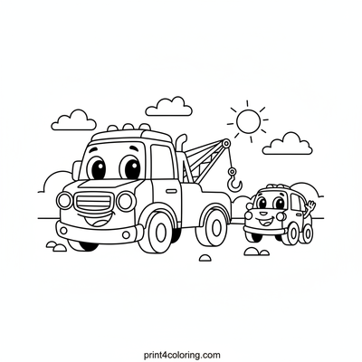 The Happy Helper Tow Truck - free printable coloring page