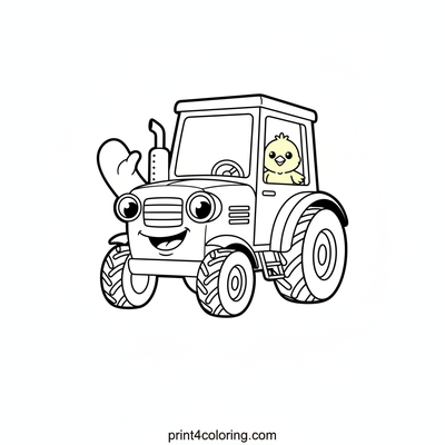 Happy Tractor's Little Friend - free printable coloring page