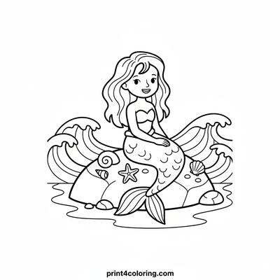 Mermaid's Sparkling Seashell Treasures - free printable coloring page