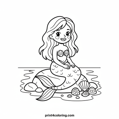 Friendly Mermaid's Coastal Collection - free printable coloring page