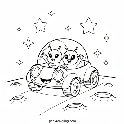 Smiling Moon Buggy's Starry Journey - free printable coloring page