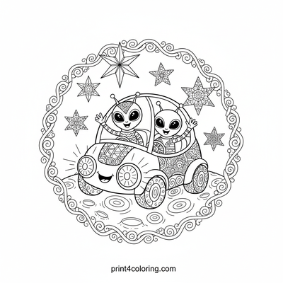 Friendly Moon Buggy's Cosmic Adventure - free printable coloring page