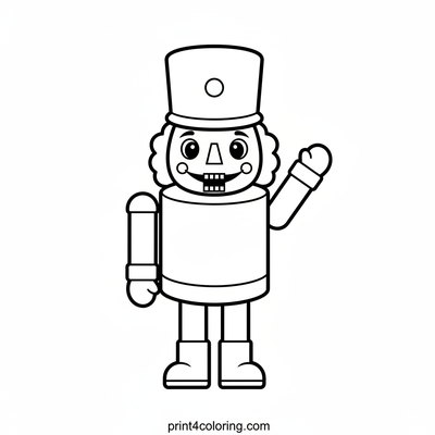 Waving Nutcracker Friend - free printable coloring page