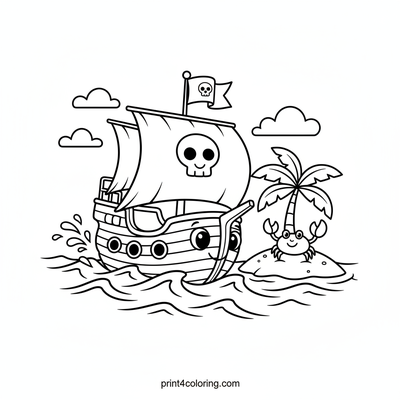 Ahoy, Friendly Pirate Ship! - free printable coloring page