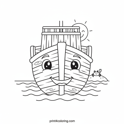 Ahoy, Captain Cutie's Friendly Ship! - free printable coloring page