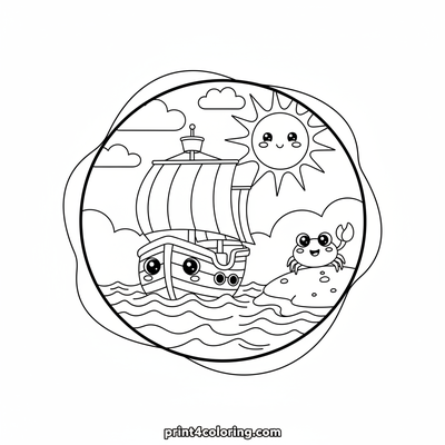 Ahoy, Matey! Friendly Pirate Ship Adventure - free printable coloring page