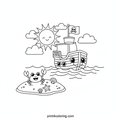 Ahoy, Matey! Friendly Pirate Ship Adventure - free printable coloring page