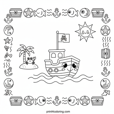 Friendly Pirate Ship Adventure! - free printable coloring page