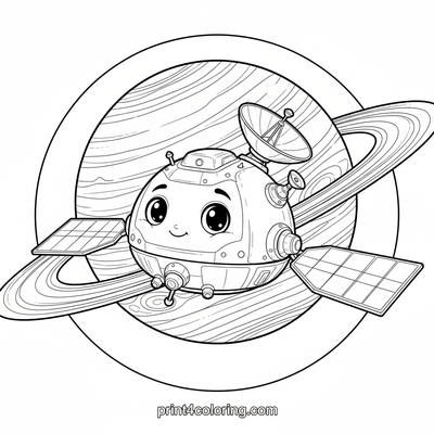 Cosmic Visitor: A Friendly Probe Explores Uranus - free printable coloring page