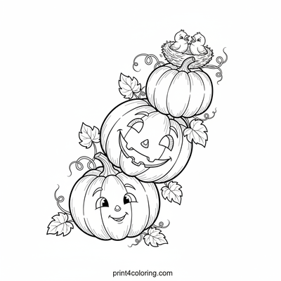 Whimsical Pumpkin Tower with Tiny Nest Friends