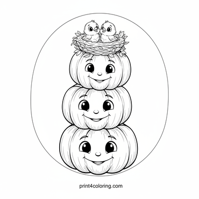Friendly Pumpkin Stack: Autumn's Cozy Tower