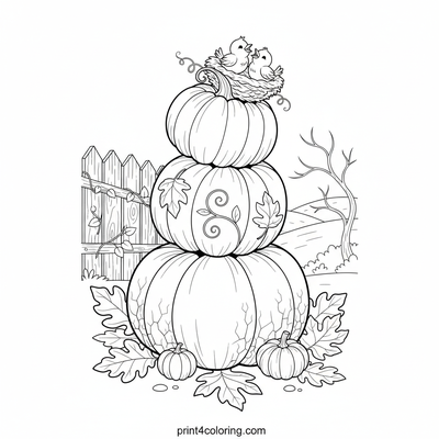 The Cheerful Pumpkin Stack & Bird Family