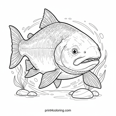 Gentle River Guardian: Salmon Portrait - free printable coloring page