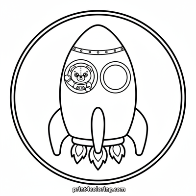 Teddy's Friendly Rocket Ride - free printable coloring page