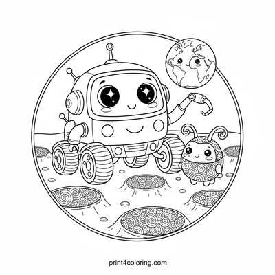 Moon Rover's Whimsical Discovery - free printable coloring page