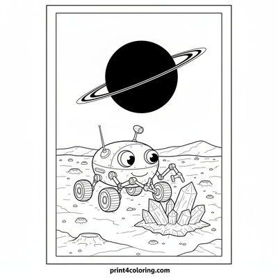 Rover's Icy Moon Expedition - free printable coloring page