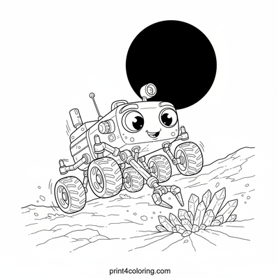 Cosmic Rover's Icy Moon Discovery - free printable coloring page