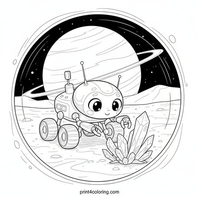 Cosmic Rover's Icy Moon Discovery - free printable coloring page