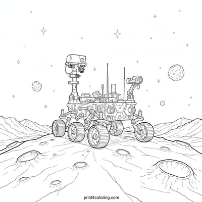 Cosmic Rover's Asteroid Adventure - free printable coloring page