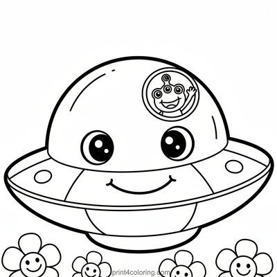 Happy Saucer's Flower Garden Visit - free printable coloring page