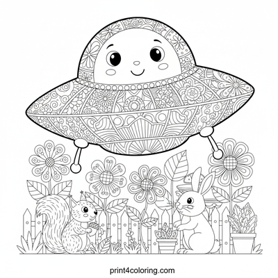 Zentangle Saucer's Garden Adventure - free printable coloring page