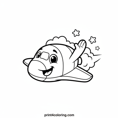 Smiling Shuttle Says Hi - free printable coloring page