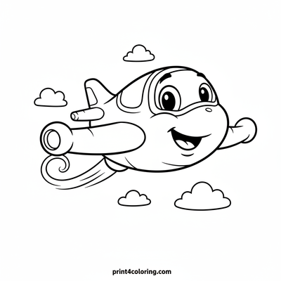 Happy Sky Buddy Jet Adventure - free printable coloring page