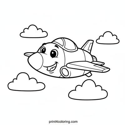Happy Jet's Sky Adventure - free printable coloring page