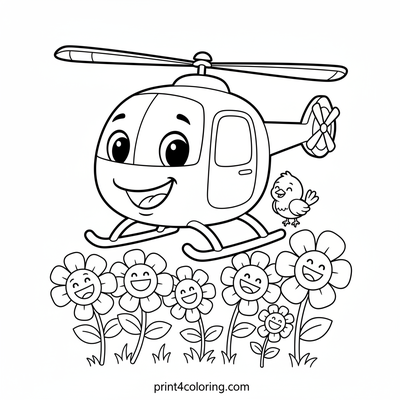 Friendly Chopper's Floral Flight - free printable coloring page