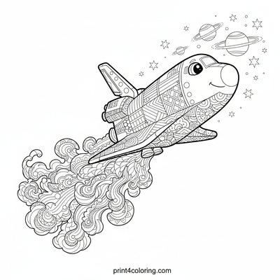 Stellar Smile Shuttle's Starry Journey - free printable coloring page