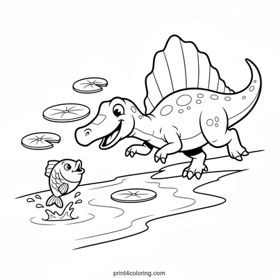 Spino's Big Catch: A Friendly Fishing Adventure - free printable coloring page