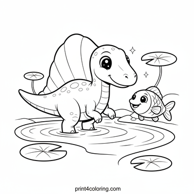 Friendly Spino's River Catch - free printable coloring page